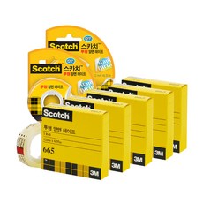 3M Scotch 透明雙面膠帶+膠帶台 12mm*6.35m 2入+雙面膠帶補充包 665R 12mm*6.35m 5入, 混色, 1組