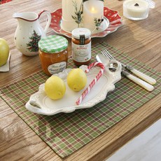 앤코튼 크리스마스 미니 식탁 테이블 매트, 앤틱체크 그린, 30 x 40 cm, 4개