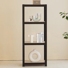 트레벨 더블 앵글 조립식 철제선반, 블랙, 4단