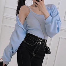 I AM BEST 女款 Rouen 無袖背心 + 短版開襟罩衫套組