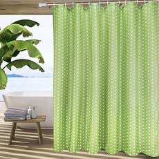 市場 A 圖案防水浴室淋浴簾綠點 80 x 200cm, 1個, 綠色