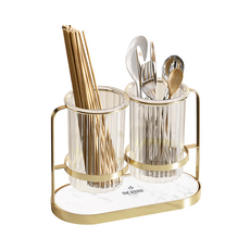 現代風雙格珪藻土瀝水餐具筒, 1組, 白色