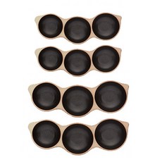 오체어스 토기 3칸 도자기 나눔 찬기 소 2p + 중 2p 세트, 흑색, 1세트