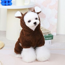 PASTEL PET Bodlebear 耳朵造型絨毛寵物連身衣, 棕色