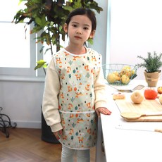 bebe chouette 孩童小草圖案無袖防水圍裙