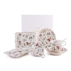 Keito Buckingham 咖啡杯 2 件套, 8套, 混色, 2p 咖啡杯 + 碟子 2p + 茶匙 2p + 火焰盤 2p