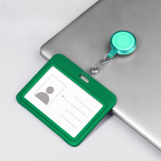 굄스 易拉扣姓名牌 名牌 10.2 x 8 cm, 2個, 綠色橫式