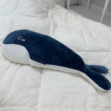 大鯨魚鯨魚寶寶身體抱枕 抱睡長枕, 藍色