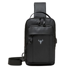 BLUEMOUNT USB連接埠 登山斜背包 APZTY8816, 黑色