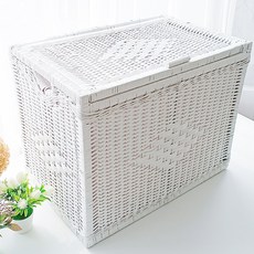 MAISONINDAHRATTANSHOP 필 收納藤編籃 大型 F104WL, 白色, 1個