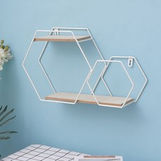 탑시가 TCR 인테리어 더블 육각형 벽걸이 선반, 화이트