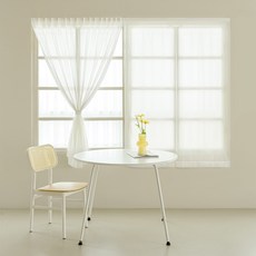 The Zari 黏貼式直立雪紡紗簾 小窗 + 窗簾綁帶組合, 亮白色