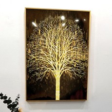 伊娜韓國 招財黃金樹 Black C 金錢樹 金樹 風水室內裝飾品 + 畫框, 金色