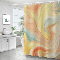 大理石紋浴簾 25黃色 180 x 180 cm, 25 Yellow, 1個