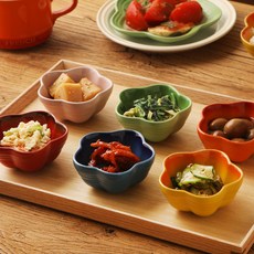 法式皇家花朵造型醬料碟6件組, 1套, 紅/藍/橙/黃/綠/粉