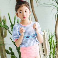 LUDIA KIDS 女童格紋兩件式泳裝