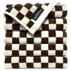 Cotton Cloud 棋盤格雙向毛巾 150g 棕色+白色 5入, 5個