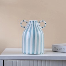 客廳裝飾條紋花瓶 BRP1137, 藍綠色