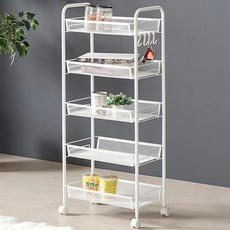 Tres Belle 鐵製移動式夾縫收納推車 5層, 白色
