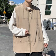 男士寬鬆防風箱型休閒背心