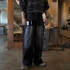 머시따 남성용 딥 워싱 덮개 와이드 데님 팬츠