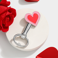 微笑白色情人節愛心開瓶器, 銀色, 1個