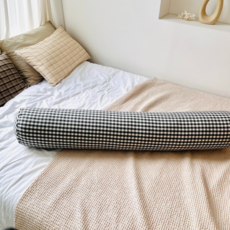 HOOM 純棉色織布料格紋身體枕 含枕芯, 黑色
