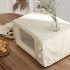 BELLELIFE 蕾絲廚房裝飾多用途布質微波爐罩, 自然色