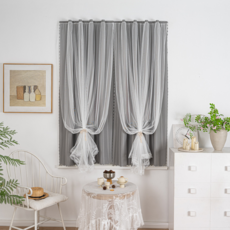 Sodam Mall 蕾絲遮光窗簾, 灰色