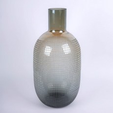 漸層格紋裝飾玻璃花瓶, 灰色