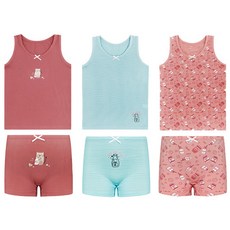 MRKIDS 女孩童服飾組 背心 3入+4角褲3入