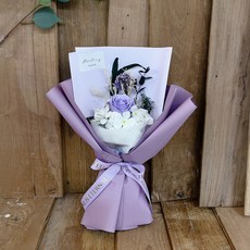 LOVELY FARM Queen Rose 永生花混合花束, 紫色, 1個