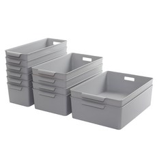 BELLAHOUSE 素色收納盒 L號 2入+M號 4入+S號 6入, 灰色