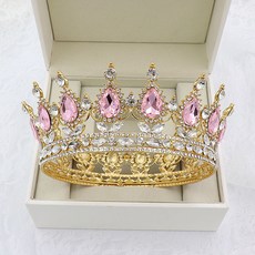 LUNA GLAM 自助婚紗水滴金皇冠, 粉紅色(LUD223), 1個