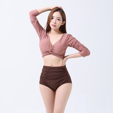 夏季兩穿扭結長袖+高腰下著比基尼套裝