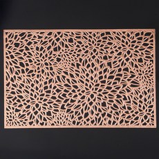 Hanbomnuri 長方形花朵鏤空裝飾PVC餐墊, 玫瑰金, 2個, 45 x 30 cm