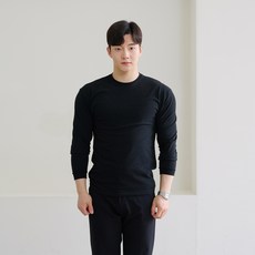 핵쿨남 남성용 어깨넓어보이는 머슬핏 긴팔 라운드 티셔츠