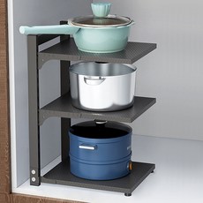 Jon Global 六角絎縫可調高度平底鍋架, 灰色, 3層