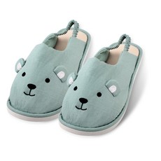 COLOR MATCH 小熊軟底室內拖鞋, 薄荷綠, 1組