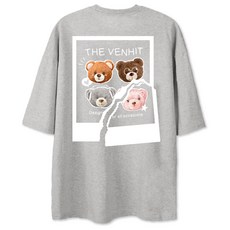 벤힛 남녀공용 포토베어 빅사이즈 오버핏 반팔티셔츠