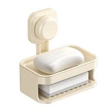 小麥購物 吸盤肥皂盒 雙層 L164 180g, 1個, 奶白色