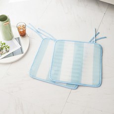 La Pomme 雙向條紋3D網眼夏季涼感坐墊 2入, 淺藍色