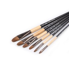 壓克力油畫筆6件組 黑色, 6種, 1套