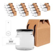 圓形食品蜂蜜瓶500g+黑蓋+簡易蜜蜂花盆S貼+封口貼套組, 15組