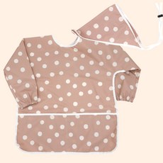 BEBE CHOUETTE 嬰幼兒防水長袖美術罩衫頭巾組