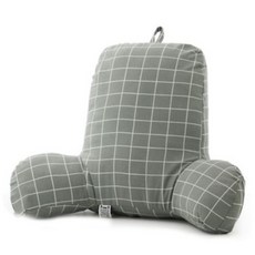 Solid Room辦公室靠背沙發腰靠墊, 大格紋灰色