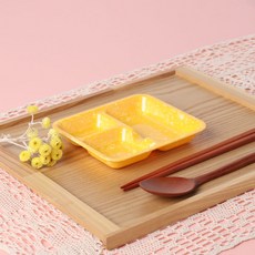 復古小吃辣炒年糕POP三格盤, 10個, 黃色