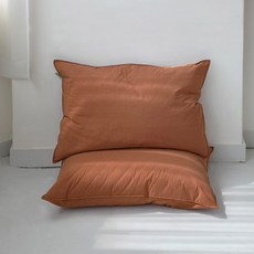 BAZAAR 60支高密度生物水洗色染枕頭套 + 超細纖維枕芯, 磚紅色, 1個