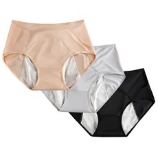arua 夏季網眼防漏大尺碼生理褲3件組, 膚色, 灰色, 黑色, 1套