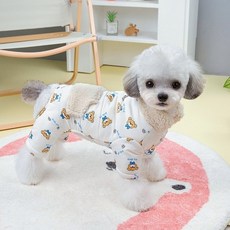 Coco studio 狗狗小熊滿版印花羊羔毛連身四腳衣, 1個, Ivory